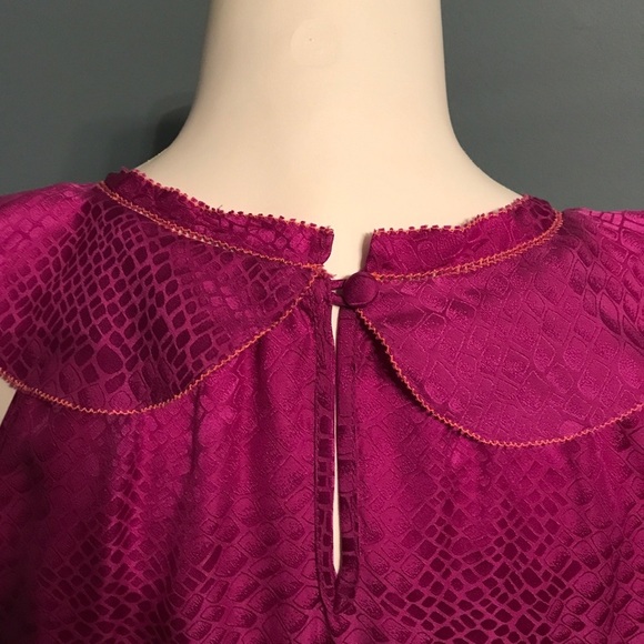 Rebecca Taylor Raspberry Silk Ruffle Front Top - Picture 5 of 7